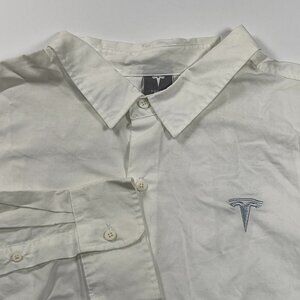 Tesla Employee Long Sleeve Button Shirt‎ White Mens 3XL